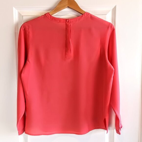 Theo Miles Petite Coral Pink Silk Top - Picture 2 of 6